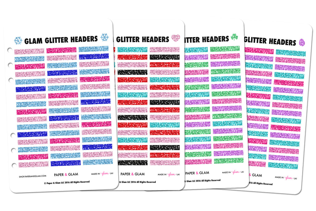 Glam Glitter Winter & Spring Headers Planner Stickers