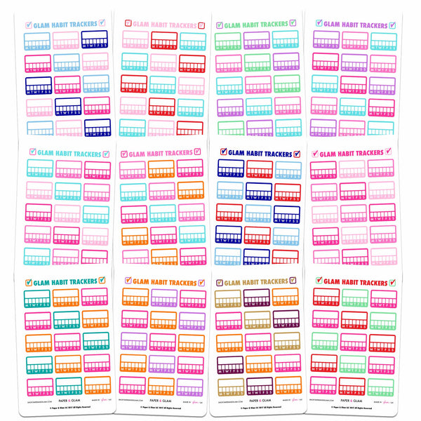 Glam Habit Trackers 365 Digital Planner Stickers