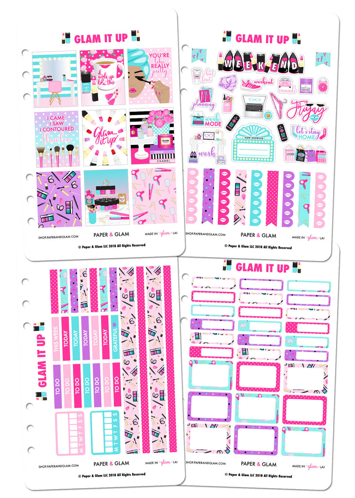 Glam Beauty Weekly Kit Planner Stickers