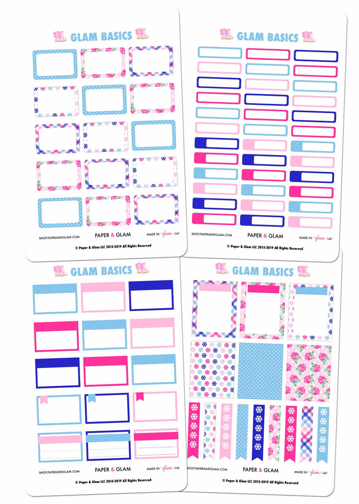 Glam January Basics Planner Stickers