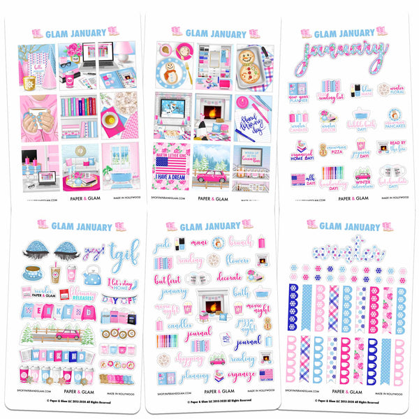 Glam January Digital Planner Stickers - Paper & Glam