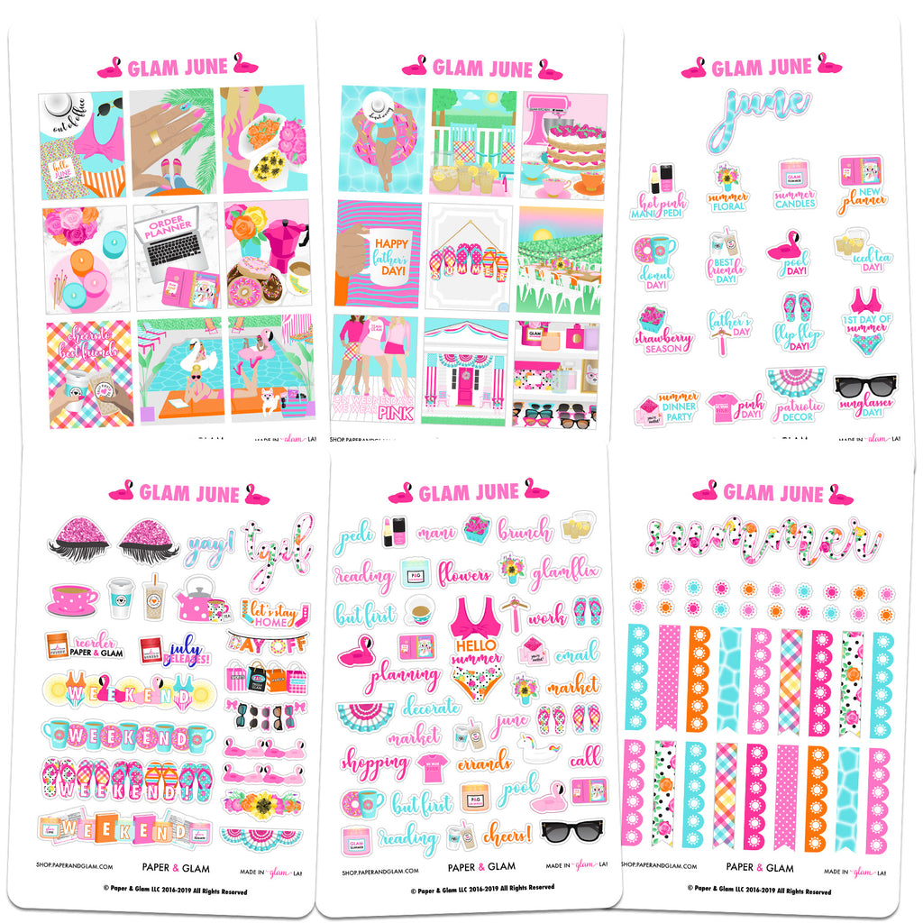 Glam June Digital Planner Stickers - Paper & Glam