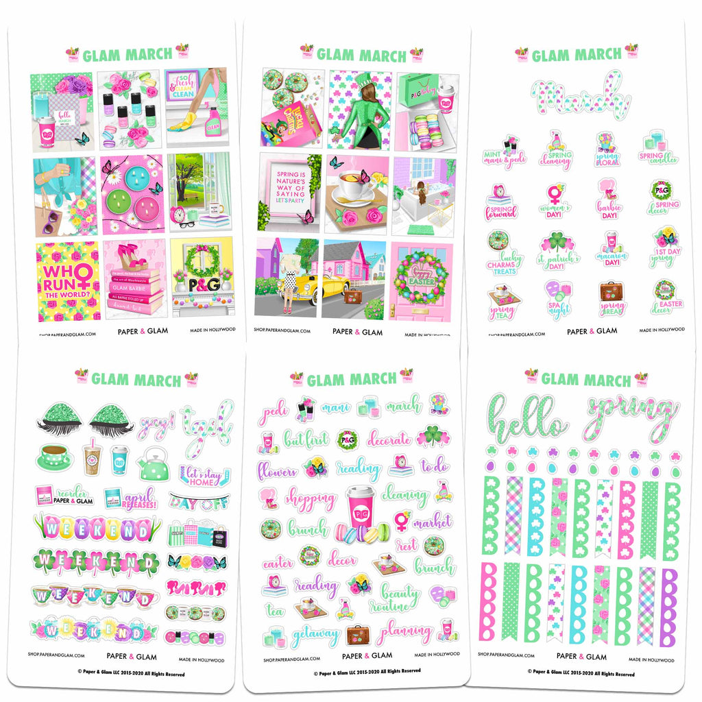 Glam March Digital Planner Stickers - Paper & Glam