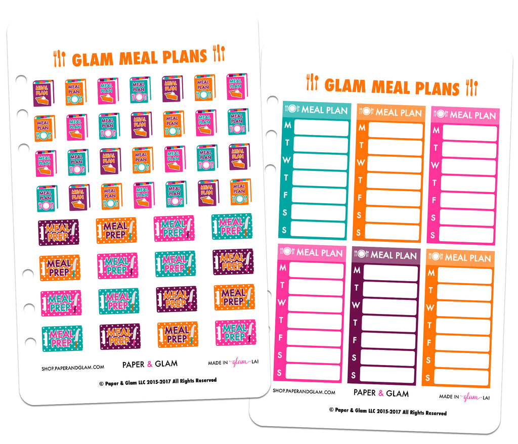 Glam Fall Meal Plan Digital Planner Stickers