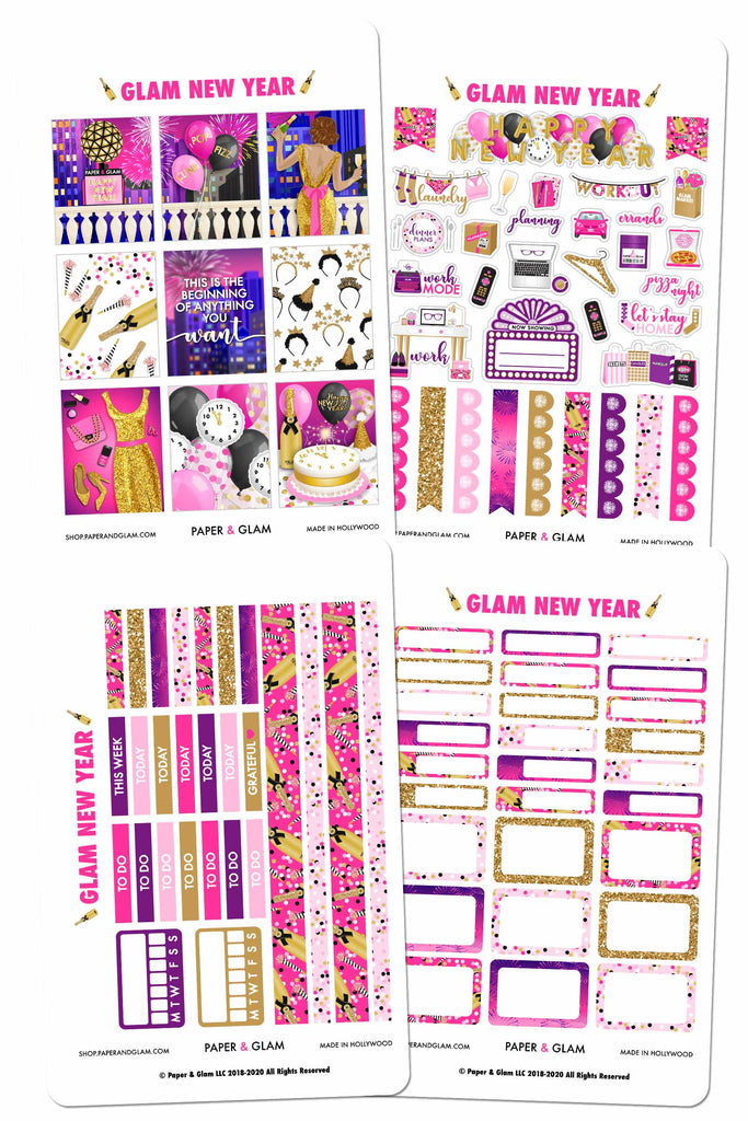 Glam New Year Weekly Kit Planner Stickers