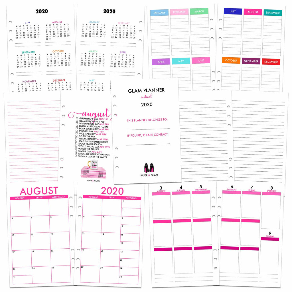 Glam Planner® Vertical Inserts - Paper & Glam