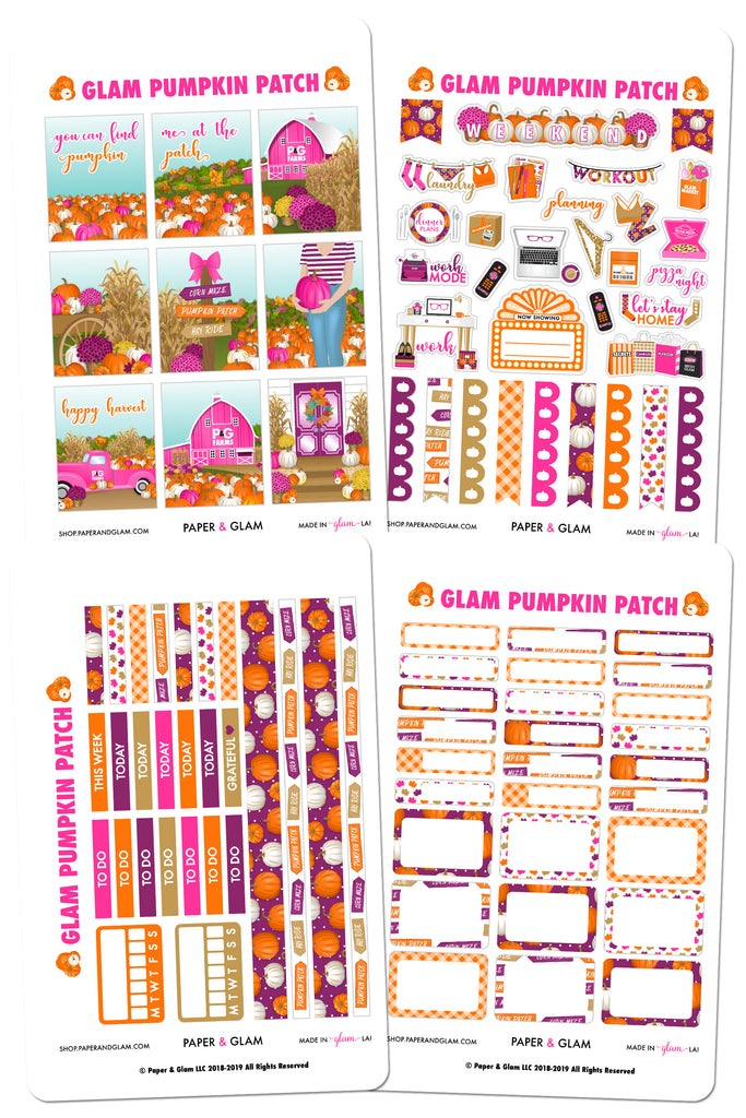 Glam Pumpkin Patch Weekly Kit Planner Stickers