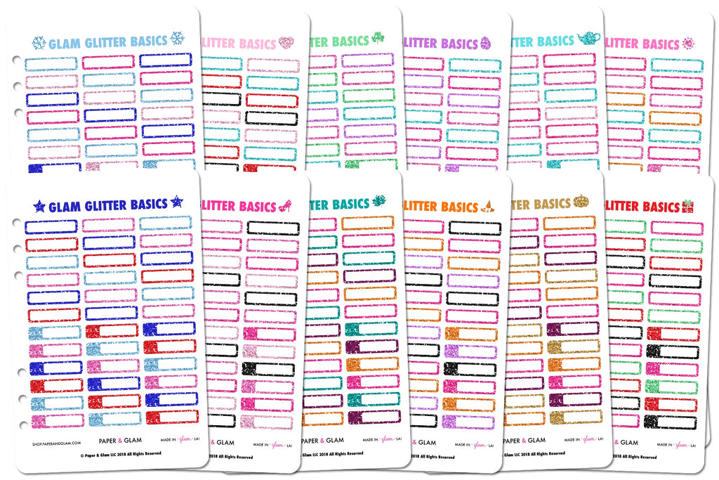 Glam Glitter Quarter Box Basics 365 Planner Stickers
