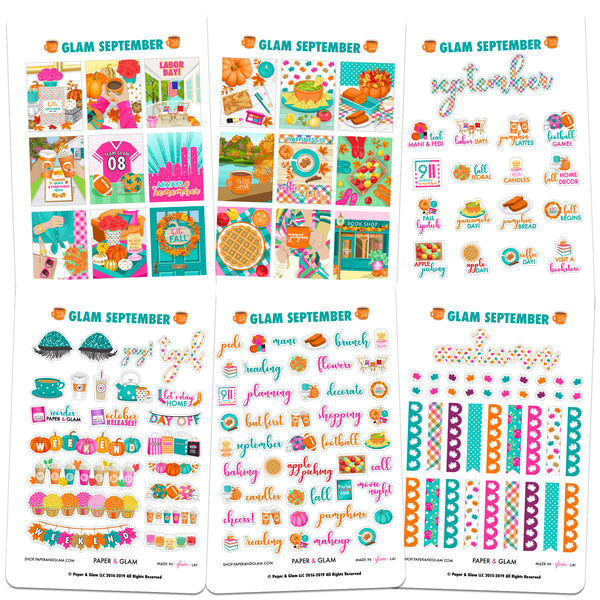 Glam September Digital Planner Stickers - Paper & Glam