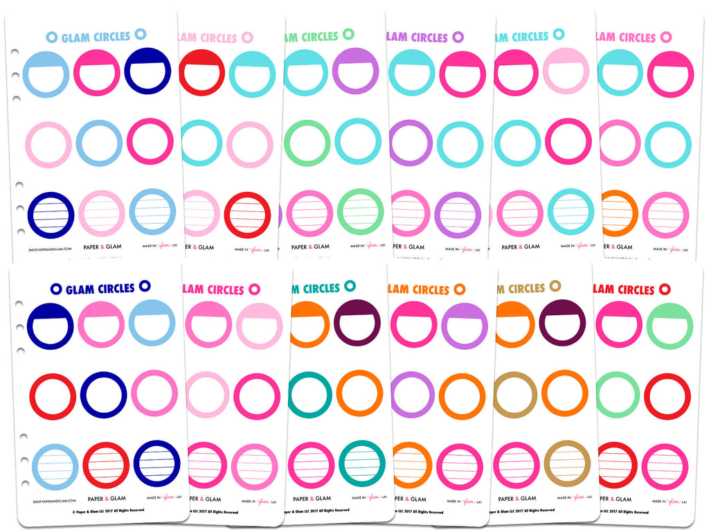 Glam Solid Circles 365 Digital Planner Stickers