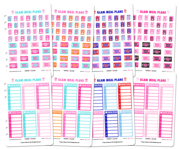 Glam Summer Meal Plans Planner Stickers