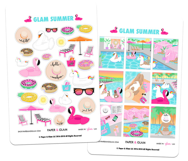 Glam Summer Digital Planner Stickers - Paper & Glam