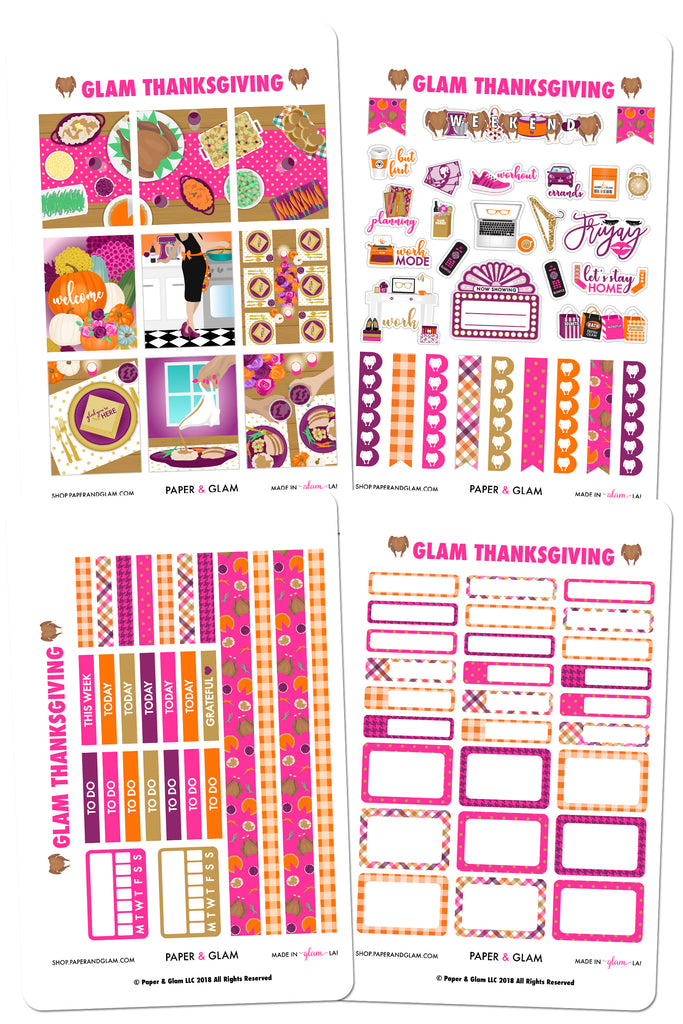Glam Thanksgiving Weekly Kit Planner Stickers