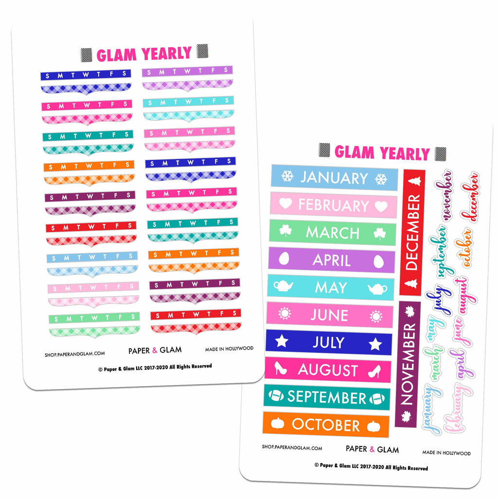 Glam Yearly Digital Planner Stickers - Paper & Glam