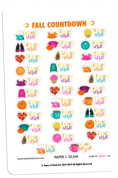 Gold Foil Glam Fall Countdown Planner Stickers