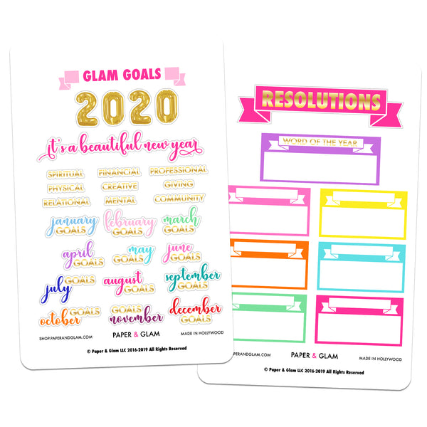 Gold Foil Glam Goals Planner Stickers