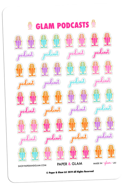 Glam Podcasts Digital Planner Stickers