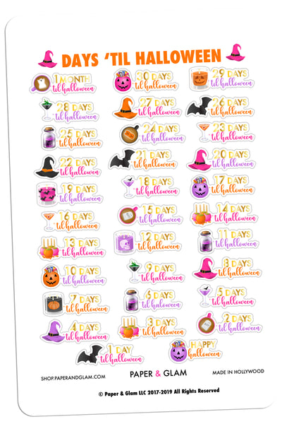 Gold Foil Glamoween Countdown Planner Stickers