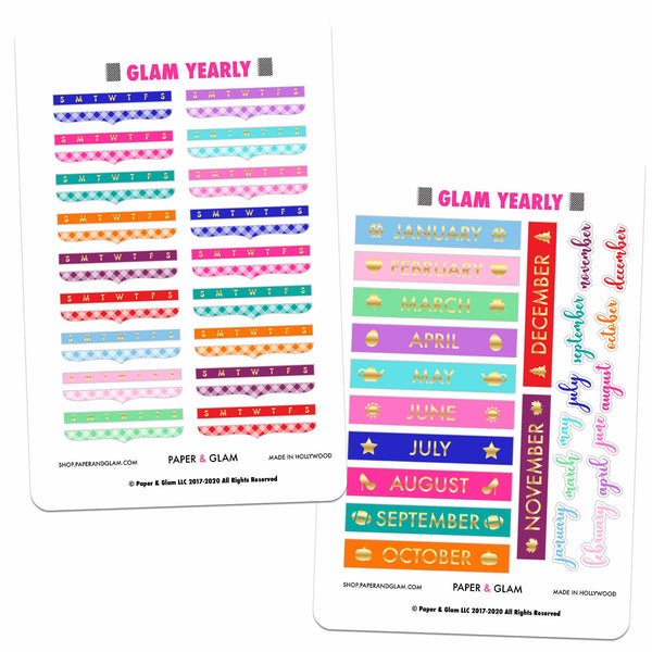 GOLD FOIL Glam Yearly Planner Stickers - Paper & Glam
