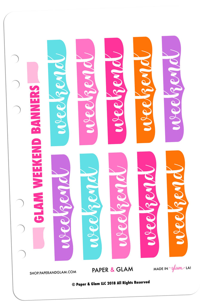 Signature Glam Weekend Banner Digital Planner Stickers