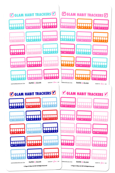 Glam Summer Habit Tracker Planner Stickers