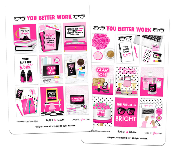 You Better Work Digital Planner Stickers - Paper & Glam